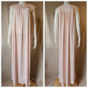 Vintage 1960s Gilead Womens Long Nightgown Pink Lace S
